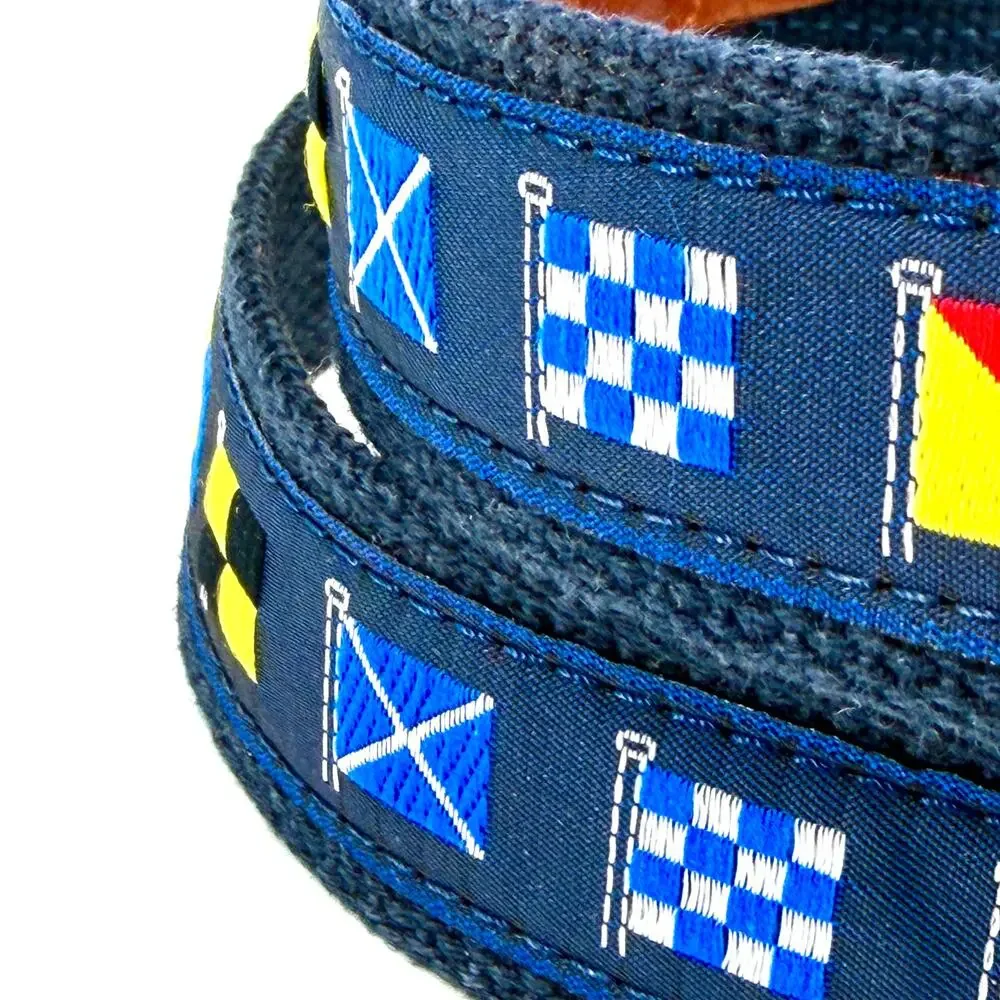 Leather Man Ltd Navy Preppy Nautical Flag Belt